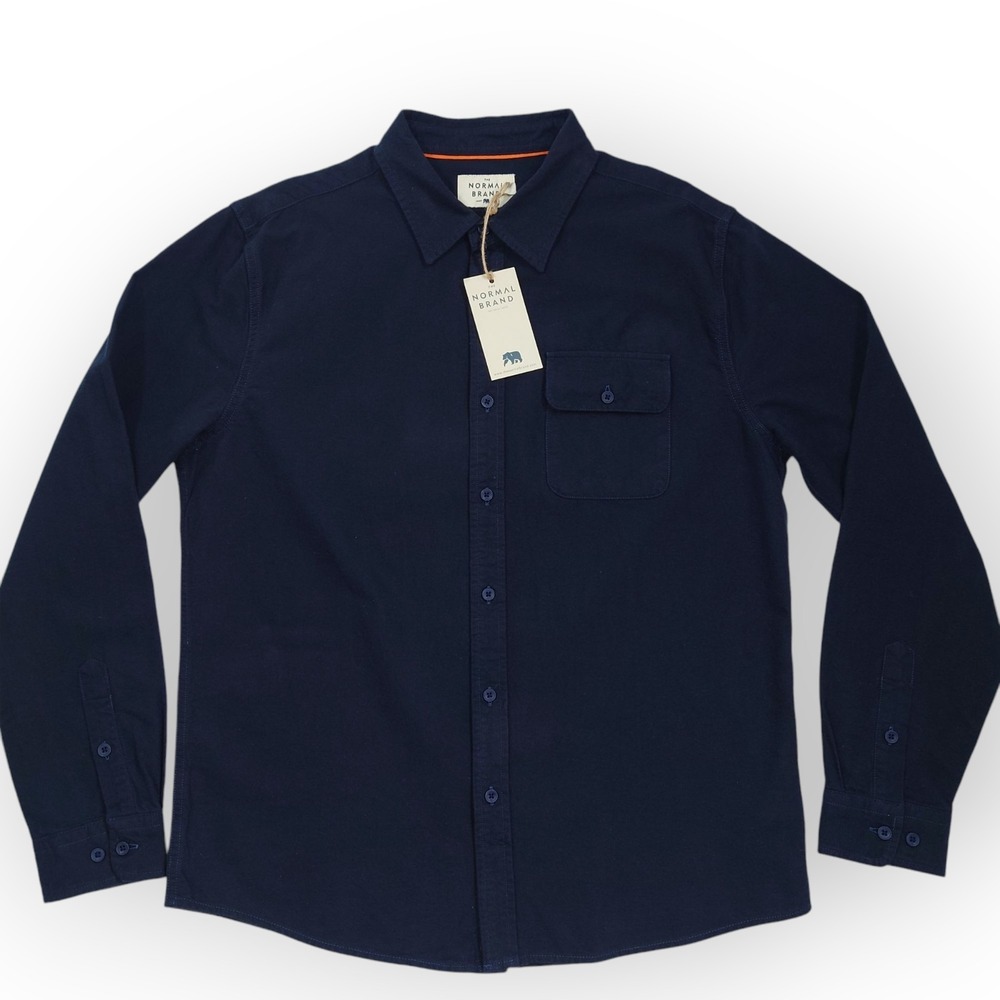 The Normal Brand Chamois Button Up Shirt Men's Large Vintage Blue New With Tags